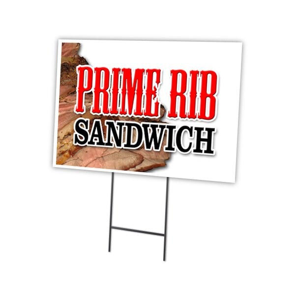 Signmission Prime Rib Sandwich Yard Sign & Stake outdoor plastic coroplast window, C-1824 Prime Rib Sandwich C-1824 Prime Rib Sandwich - main
